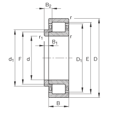 �A柱�L子�S承 NJ413-M1 + HJ413, 根�� DIN 5412-1 ��实闹饕�尺寸, �� L 型圈，定位�S承, 可分�x, �П３旨�