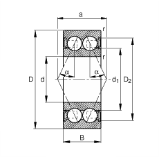 角接�|球�S承 30/5-B-2RSR-TVH, �p列，�p�却矫芊�，接�|角 α = 25°